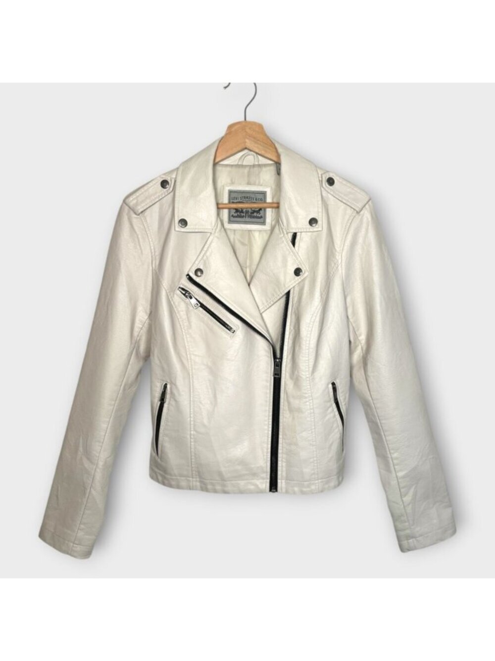 Levi's Faux Leather Moto Jacket Woman's MEDIUM White